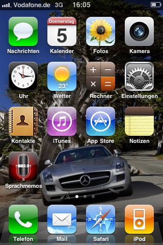 Hintergrundbild Home Screen Screenshot eines iPhone 3GS